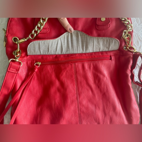 Steve Madden Red/Orange Large Tote Shoulder Bag Extendable Logo Detachable Strap - Picture 14 of 17